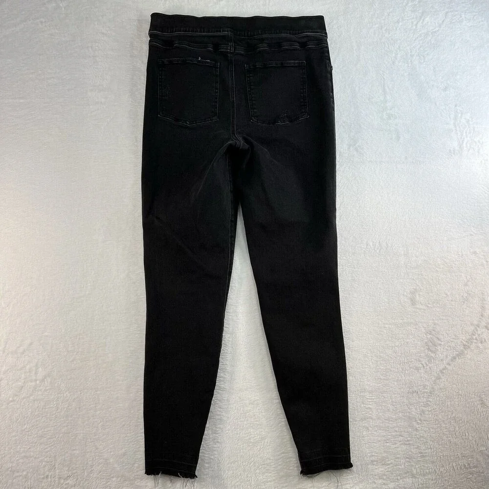 Spanx Large Ankle Skinny Jeans Vintage Distressed‎ Black Pull On Stretch 20213R